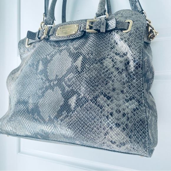 MICHEAL KORS  SNAKES SKINS REPTILE LEATHER SHOULDER BIG TOTE BAG - Picture 5 of 16
